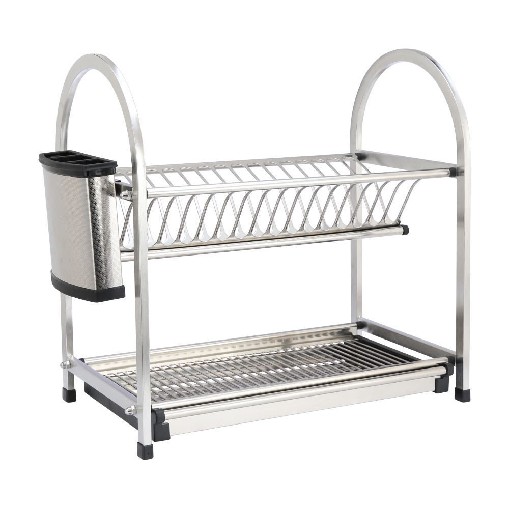 2-tiered dish rack, Model Abbas, 45 x 26.5 x 45 cm - silver