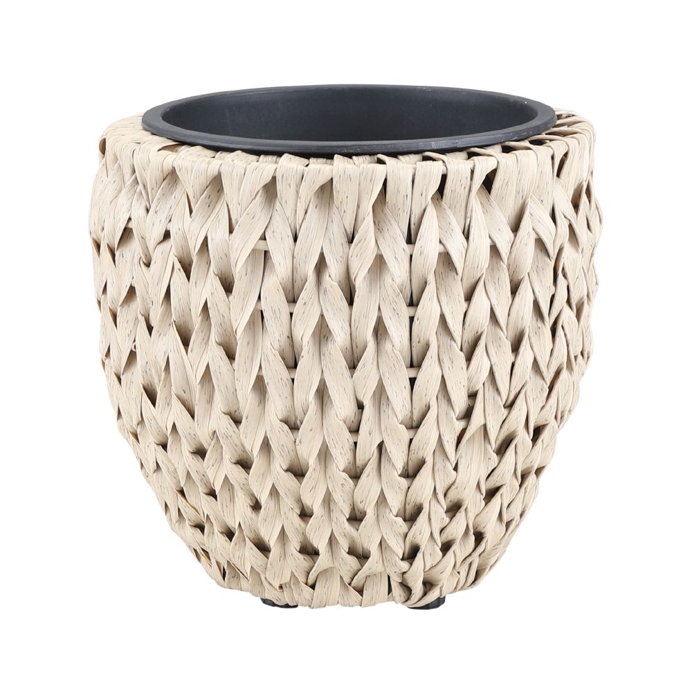 Plastic woven pot, Model Koji, Size 34 x 34 cm - Natural