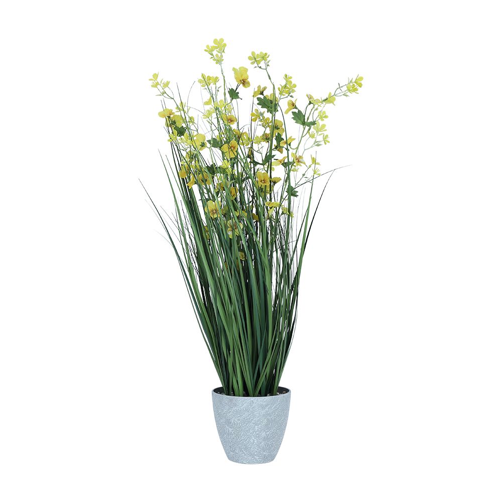 Plant in a melamine pot, Model Warisa - yellow/white