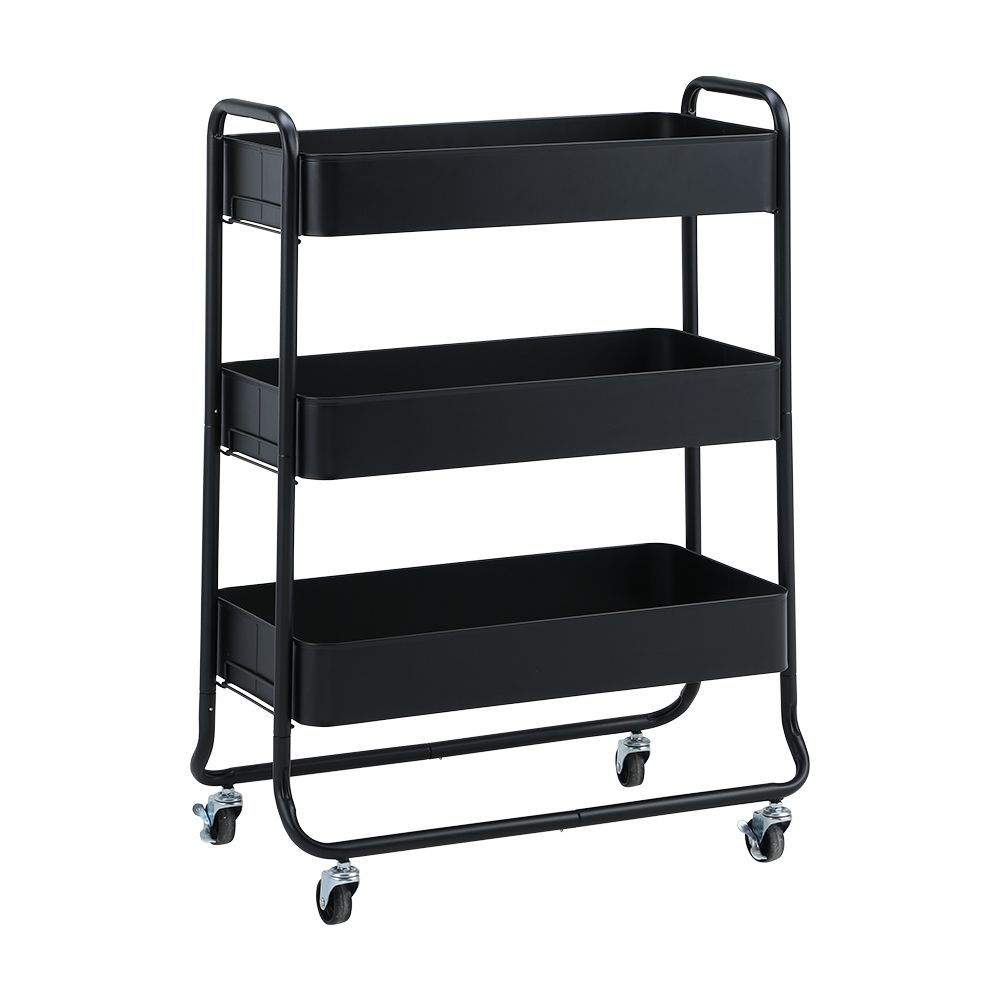 Shelving 3 floors with wheels Model Bruce - Black