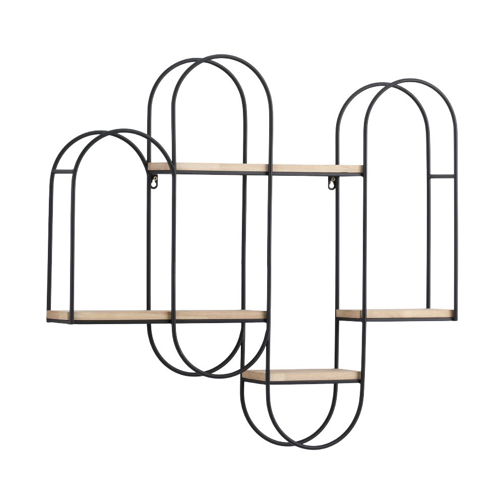 Shelving wall-mounted Model Archie - Black/Natural