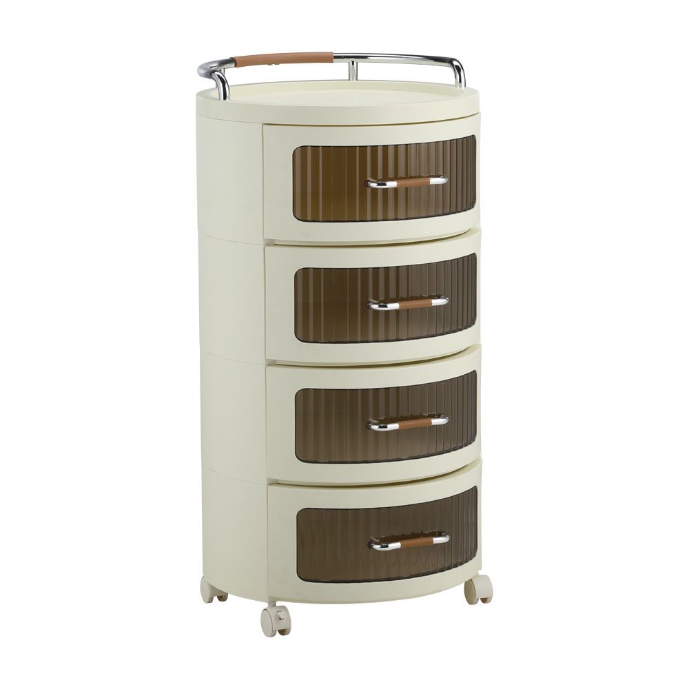 Chest of drawers, round shape, 4 levels, Model Collie - Cream