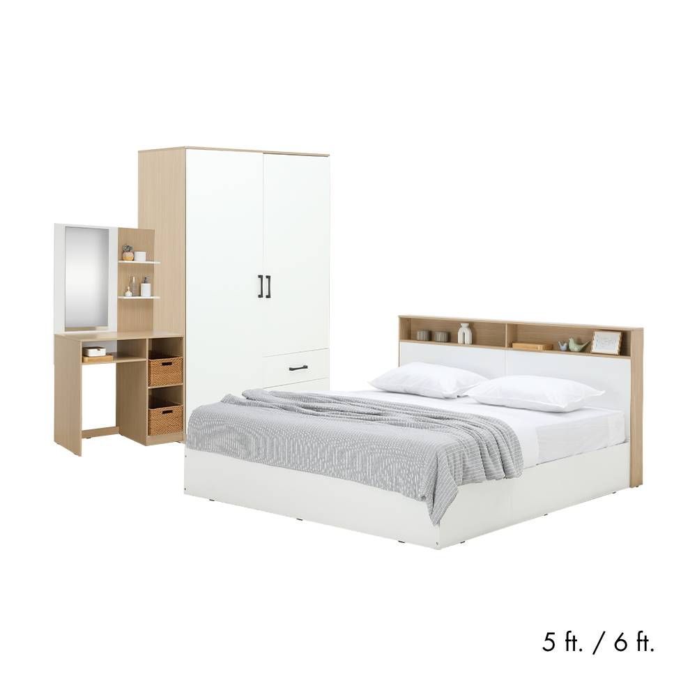 Furinbox Bedroom set + (, Wardrobes 2 doors, Dressing tables) - white/