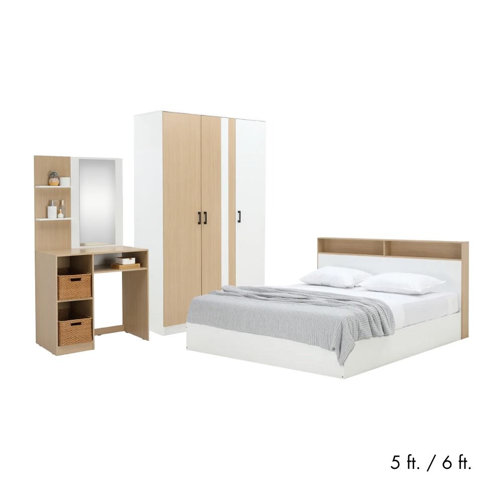 Furinbox Bedroom set + (, Wardrobes 3 doors, Dressing tables) - white/