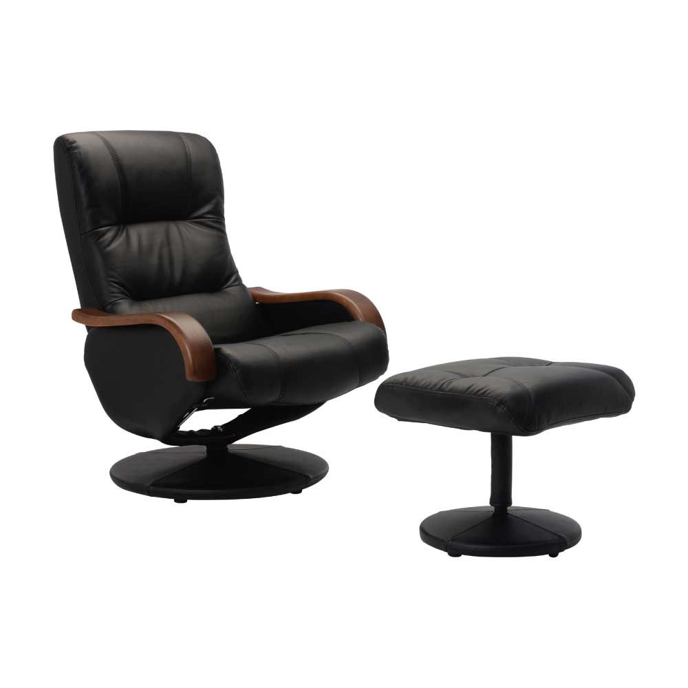 เก้าอี้พักผ่อน+สตูล รุ่นปาร์คเกอร์ - สีดำ