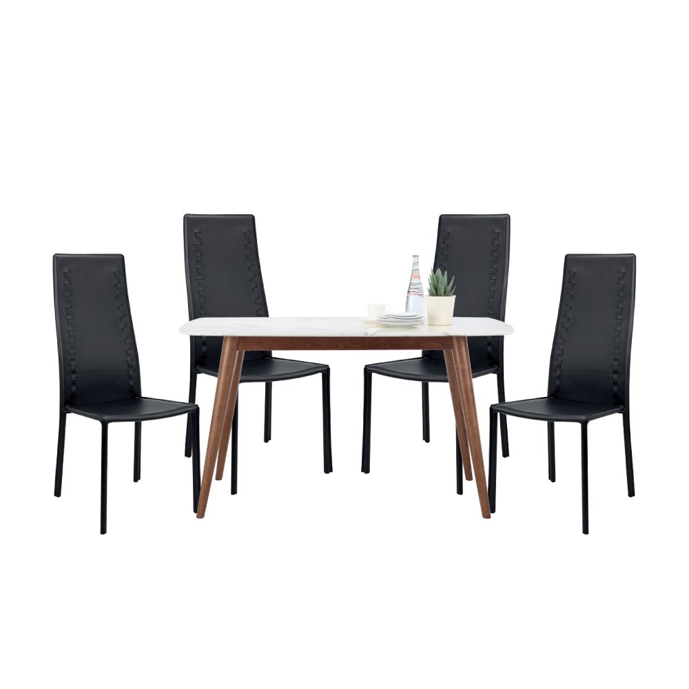 ชุดโต๊ะอาหาร รุ่นมอลโต้+มาร์โค่ (โต๊ะ 1+เก้าอี้ 4) - สีขาว/ดำ