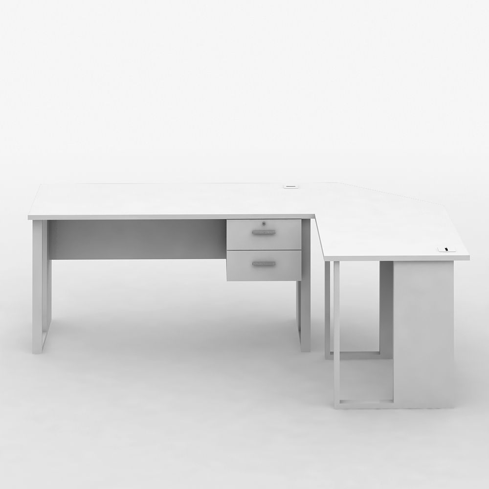 โต๊ะทำงานเข้ามุม 2 ลิ้นชัก รุ่นเวคตร้า ขนาด 220 เซนติเมตร - สีขาว