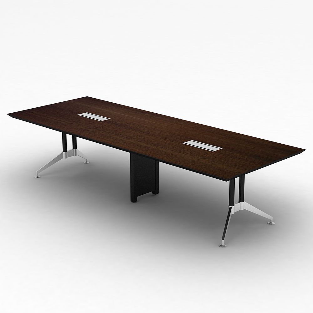 โต๊ะประชุม รุ่นทราโวโต้ สแควร์ 320 ซม. -  สีดาร์กวอลนัท / สีสโมคกี้เกรย์