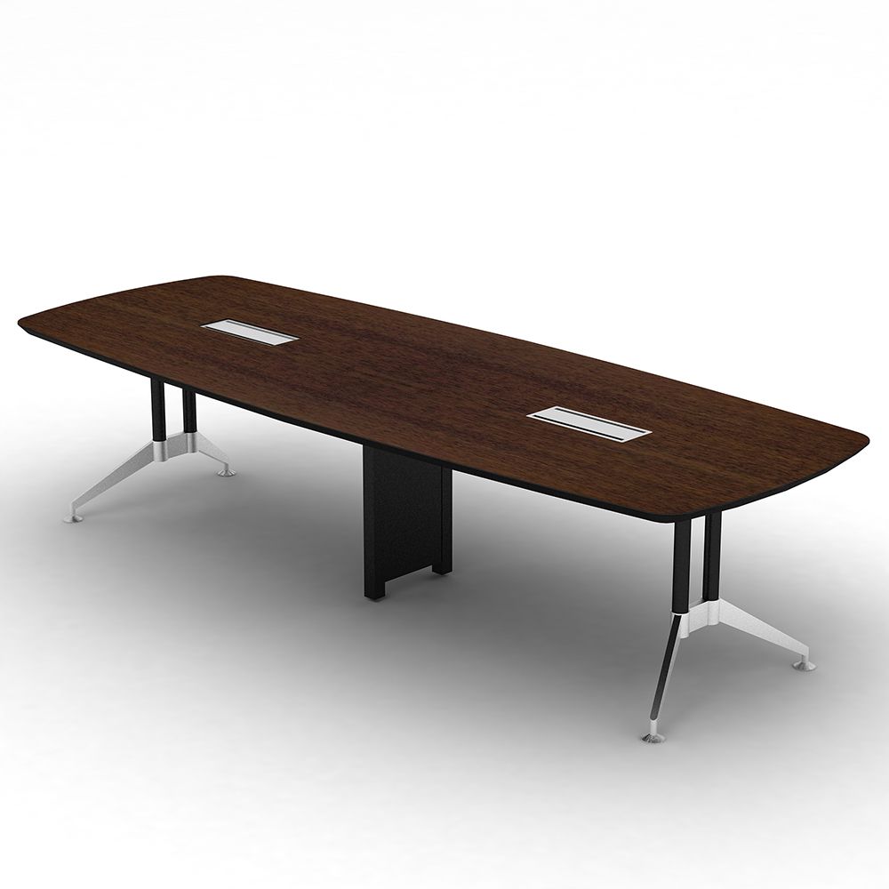 โต๊ะประชุม รุ่นทราโวโต้ อาร์ค  320 ซม. - สีดาร์กวอลนัท / สีสโมคกี้เกรย์