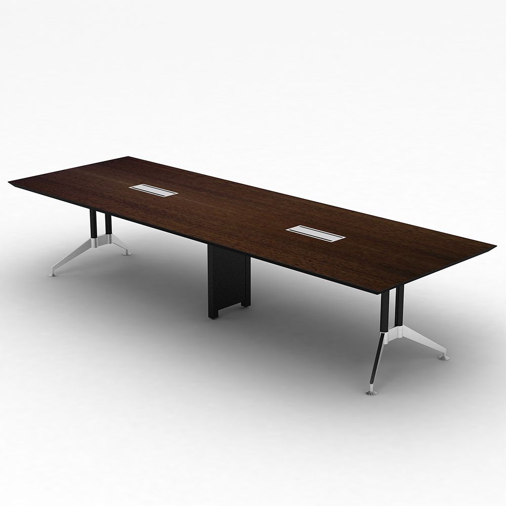 โต๊ะประชุม รุ่นทราโวโต้ สแควร์  360 ซม. - สีดาร์กวอลนัท / สีสโมคกี้เกรย์
