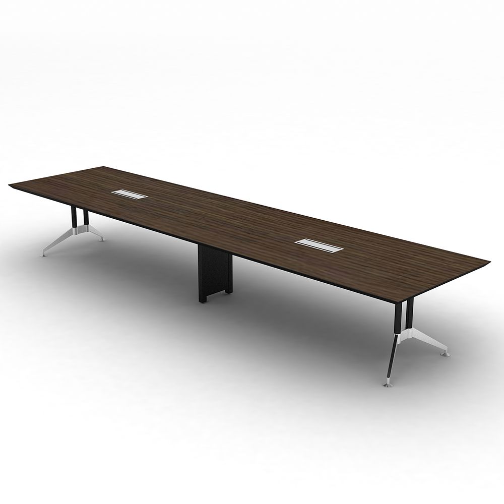 โต๊ะประชุม รุ่นทราโวโต้ สแควร์ 480 ซม. - สีอเมริกาโน่ / สีสโมคกี้เกรย์