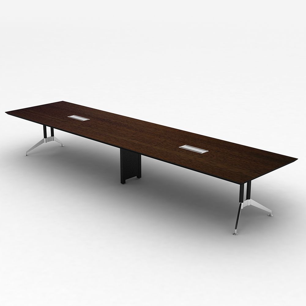 โต๊ะประชุม รุ่นทราโวโต้ สแควร์ 480 ซม. - สีดาร์กวอลนัท / สีสโมคกี้เกรย์