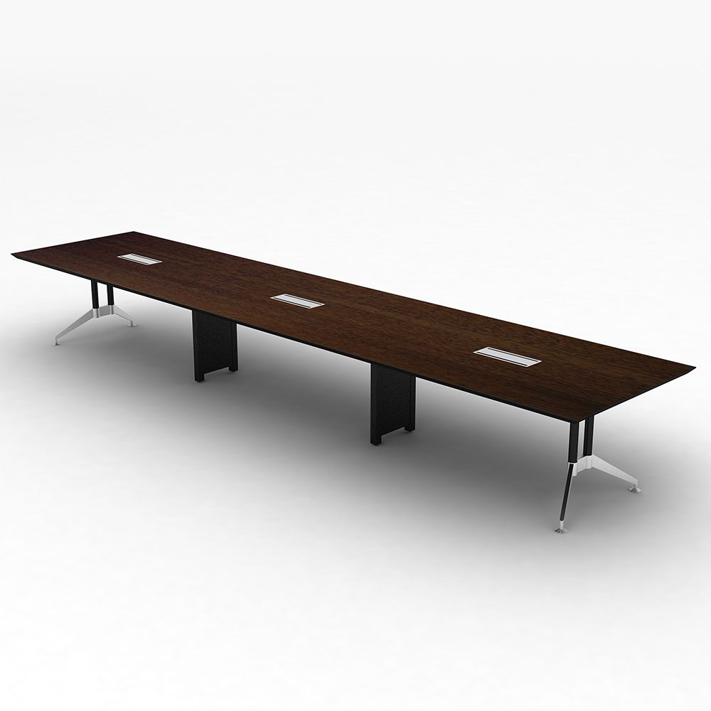 โต๊ะประชุม รุ่นทราโวโต้ สแควร์ 540 ซม. - สีดาร์กวอลนัท / สีสโมคกี้เกรย์