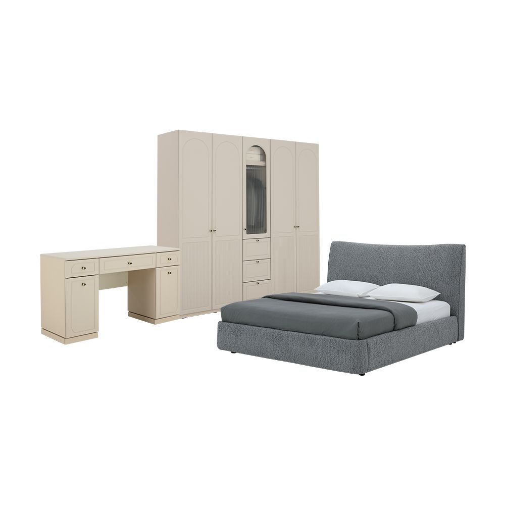 Bedroom sets Model Size 6 ft (, Wardrobes 5 doors, Dressing tables) - Beige/