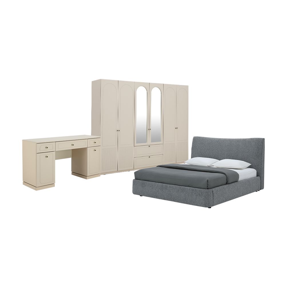 Bedroom sets Model Size 6 ft (, Wardrobes 6 doors, Dressing tables) - Beige/
