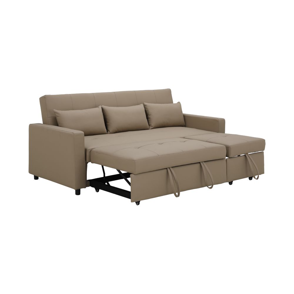Sofa bed PU 3 seater Model - Brown