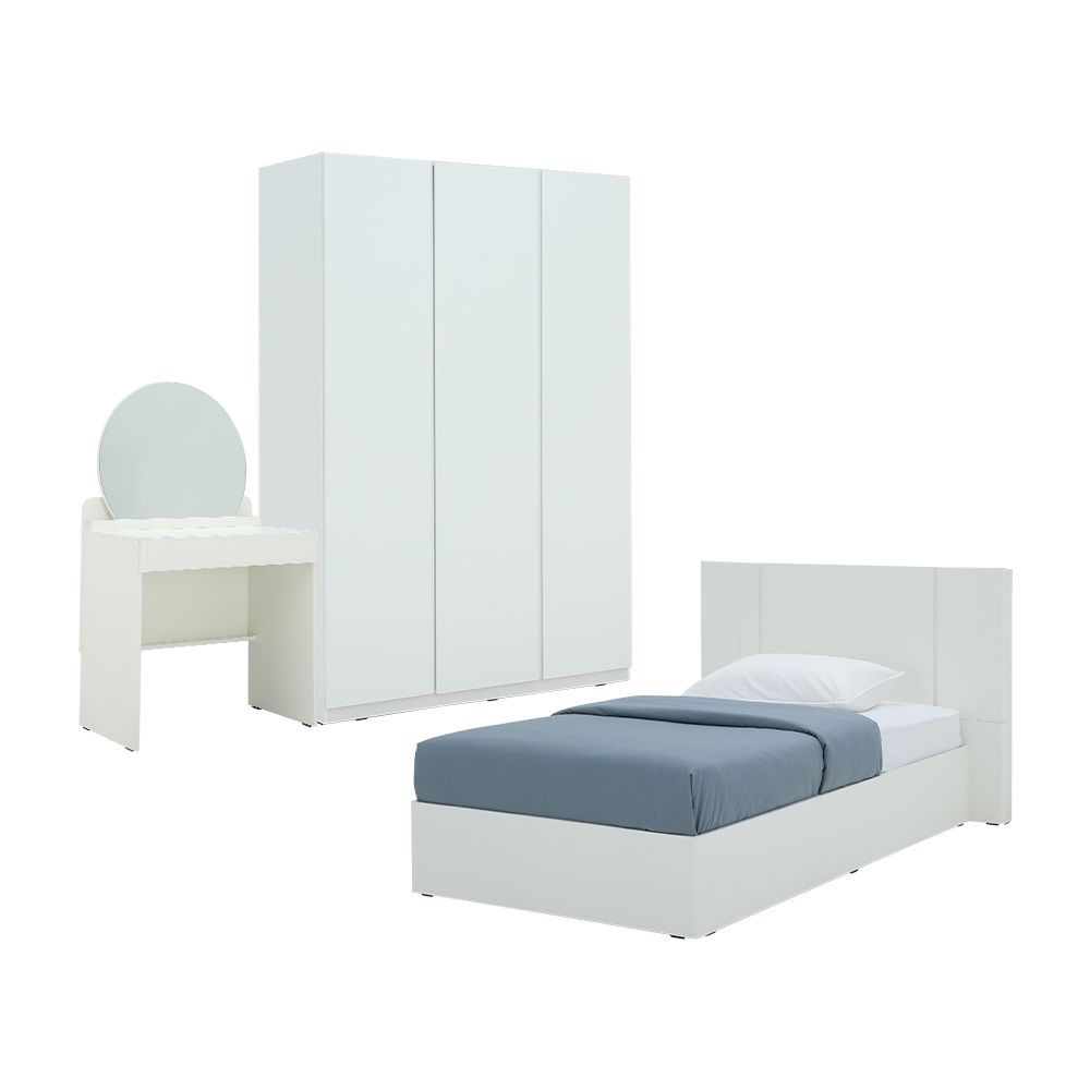 Bedroom sets Model + Size 3.5 ft (, Wardrobes 3 doors, Dressing tables) - White