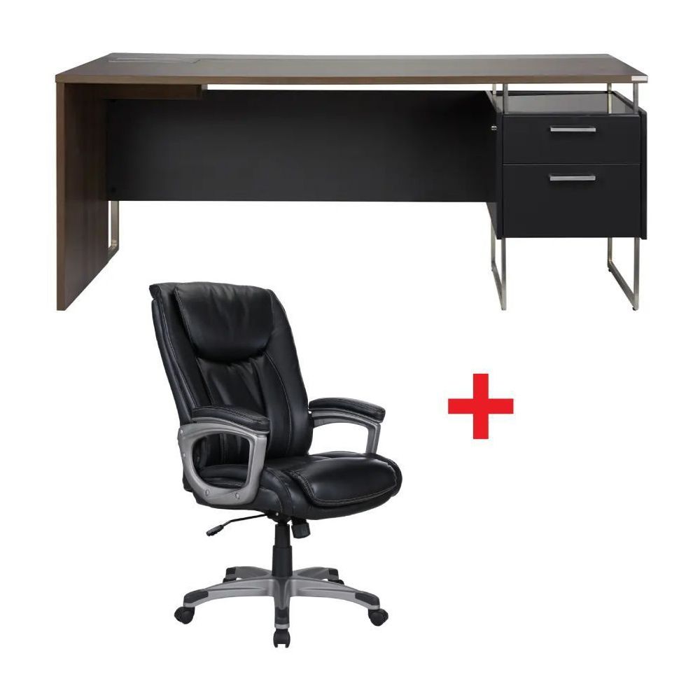 Buy Executive desk, Model Noble, Size 180 cm with Office Chair, high backrest, Bond leather, Model Cooper, Special price!