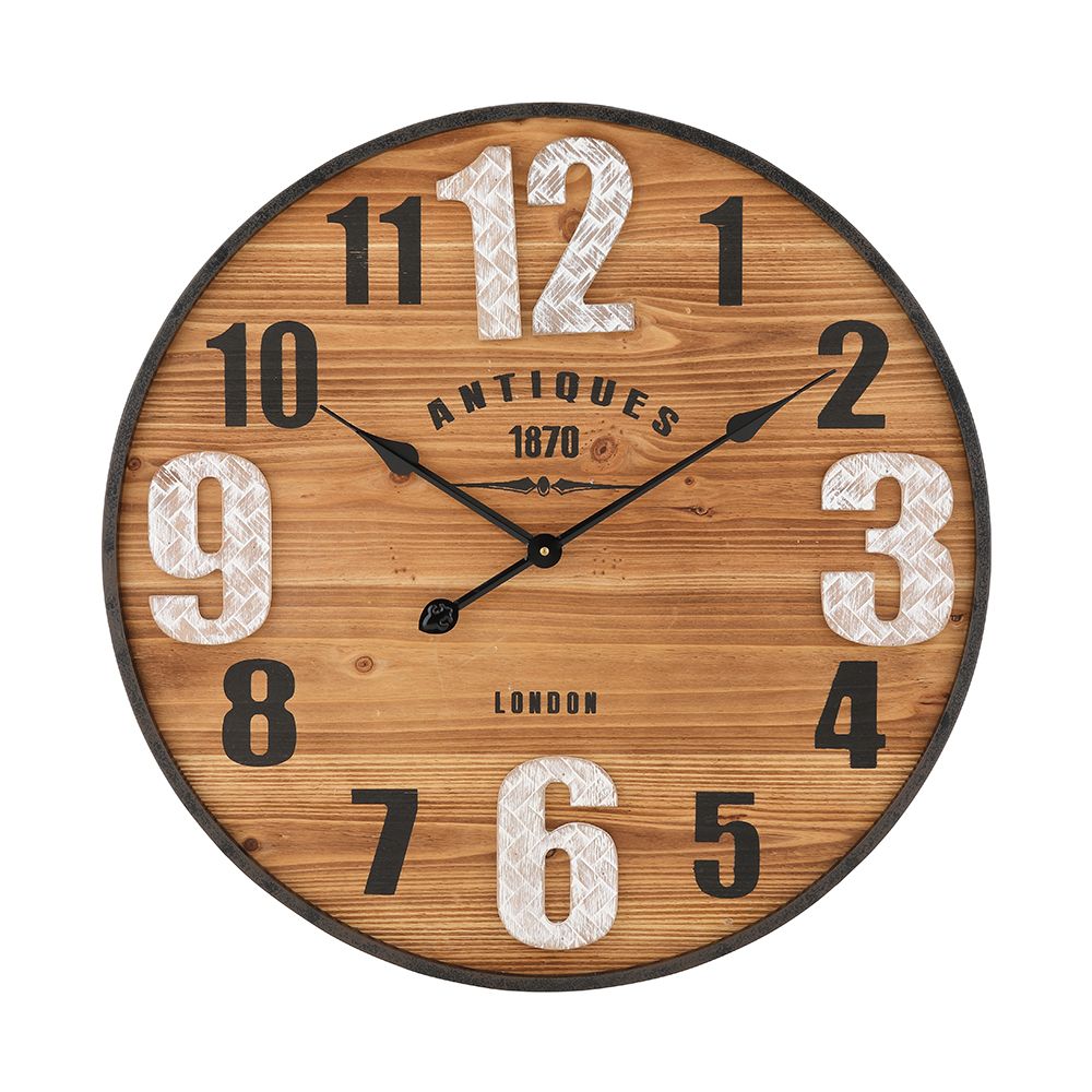 Clock wall-mounted Model Ardan Size 24 inch - wood grain natural/black