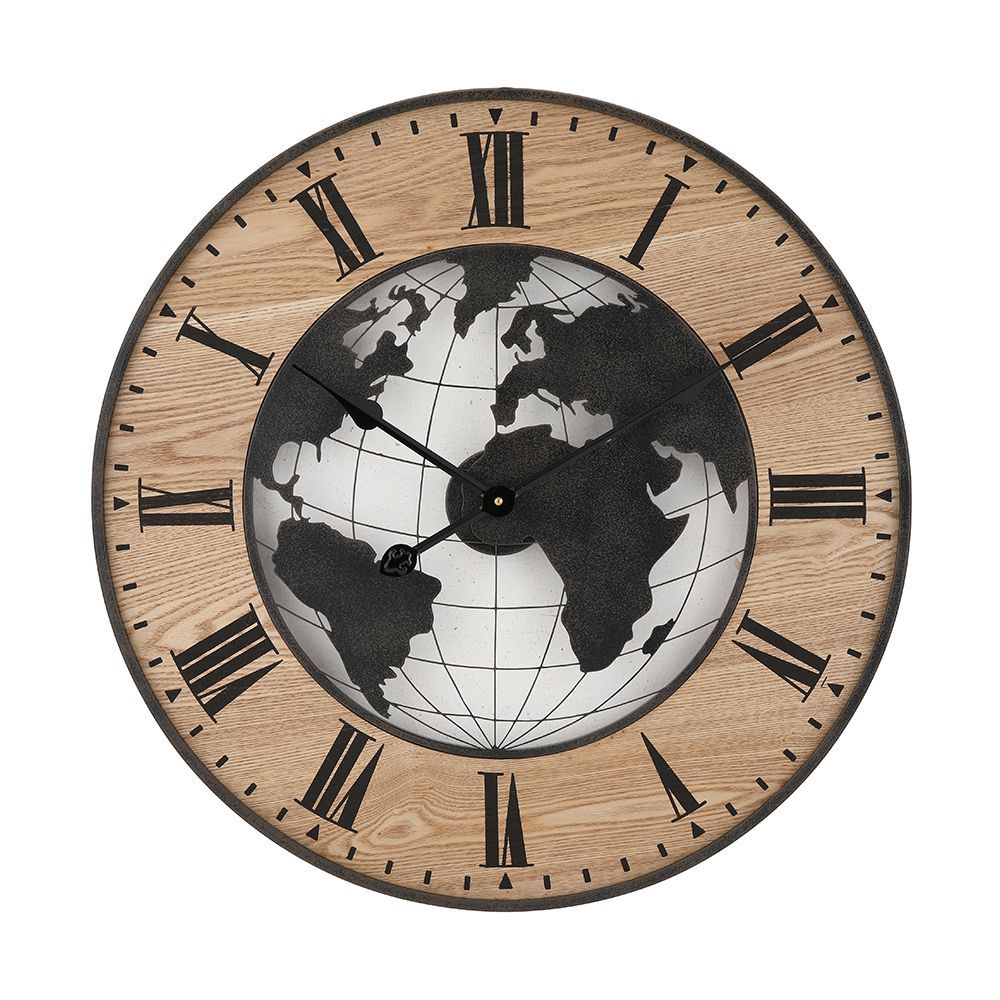 Clock wall-mounted Model Ardrea Size 24 inch - natural wood grain/black