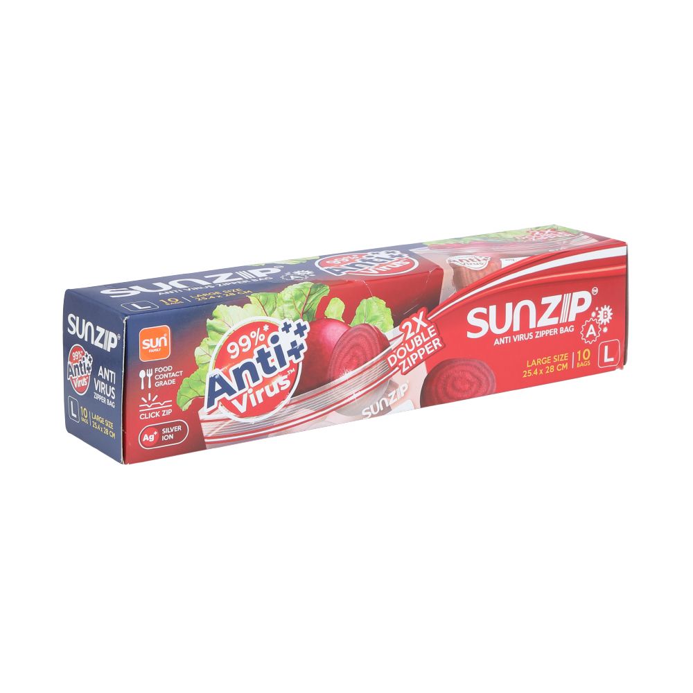 Anti-virus zipper bag, Model Sunzip, size L, Qty 10 pieces - clear, transparent color