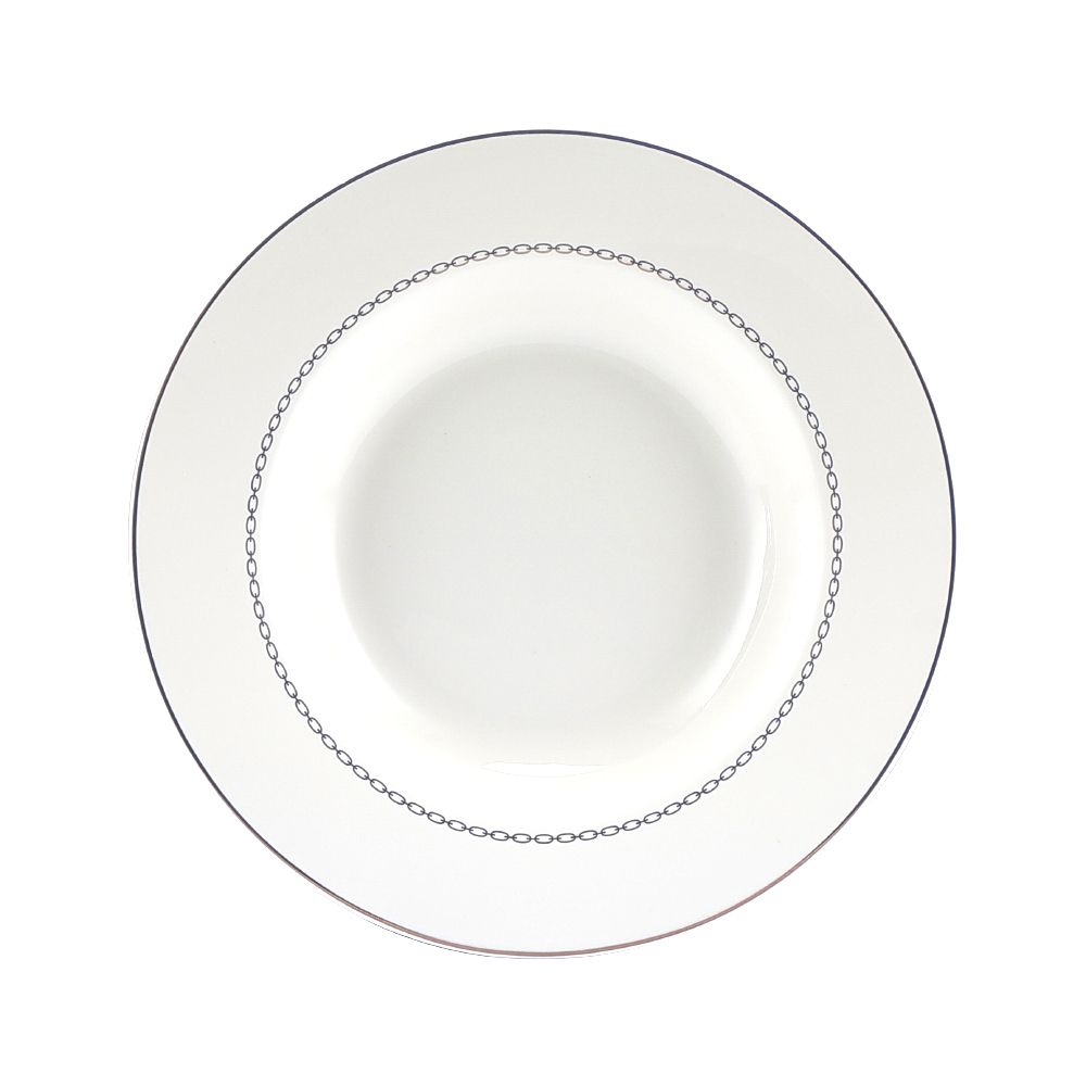 Deep bottom plate, Model Fendy, Size 8.5 inch - White/Black