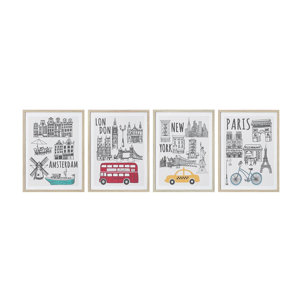 Picture with frame Model Worldie (4 pieces/) - Multicolor