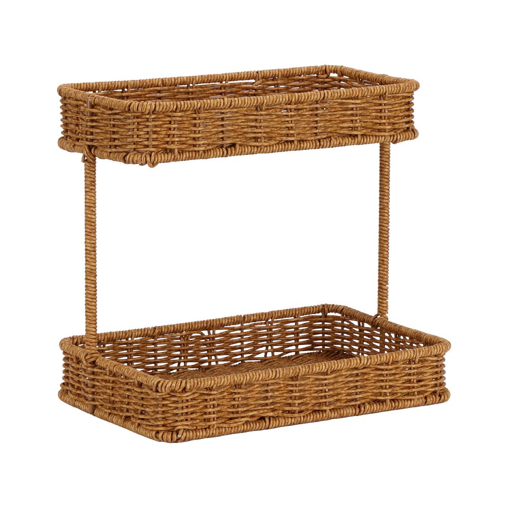 2-layer square tray, Model Baker, Size 29 x 19 x 26.5 cm - Natural
