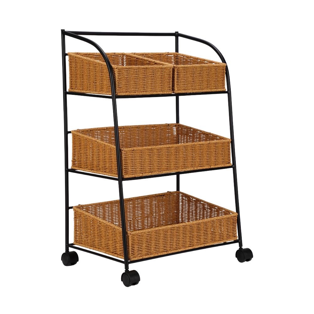 3-tier square storage basket, Model Baker - Natural