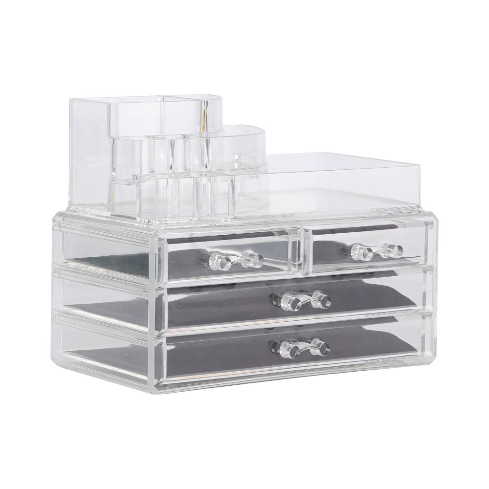 Cosmetic box with 4 drawers, built-in model - transparent