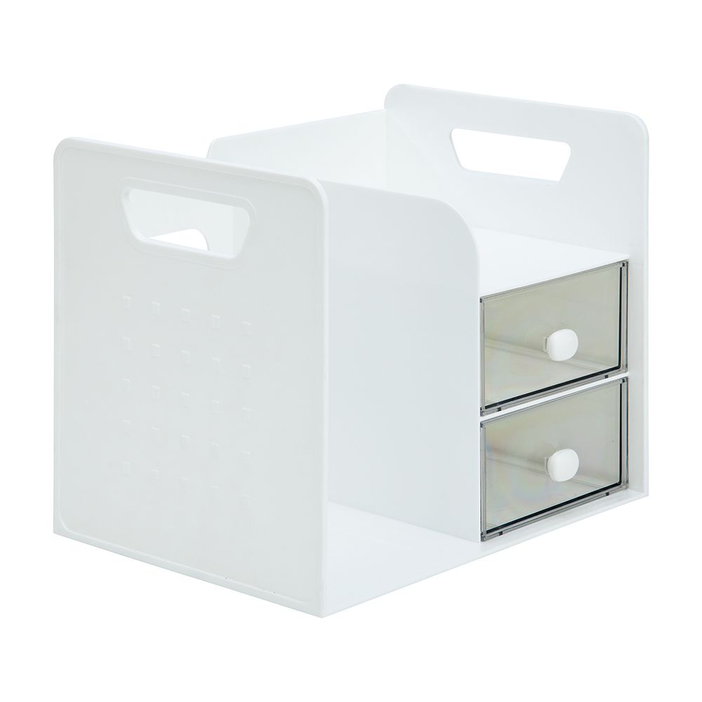 Storage with 2-level drawers, Model Dani - White/transparent