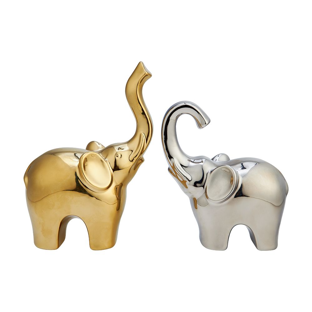 Elephant Statue Model Eley (2 pieces/) - Gold/Silver