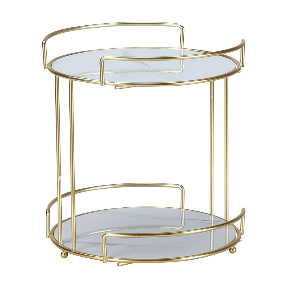 2-tiered round tray, Model Rosalin - Gold/White