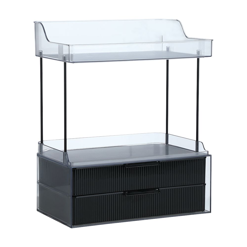 Cosmetic shelf with drawers, Model Zira - Black/transparent