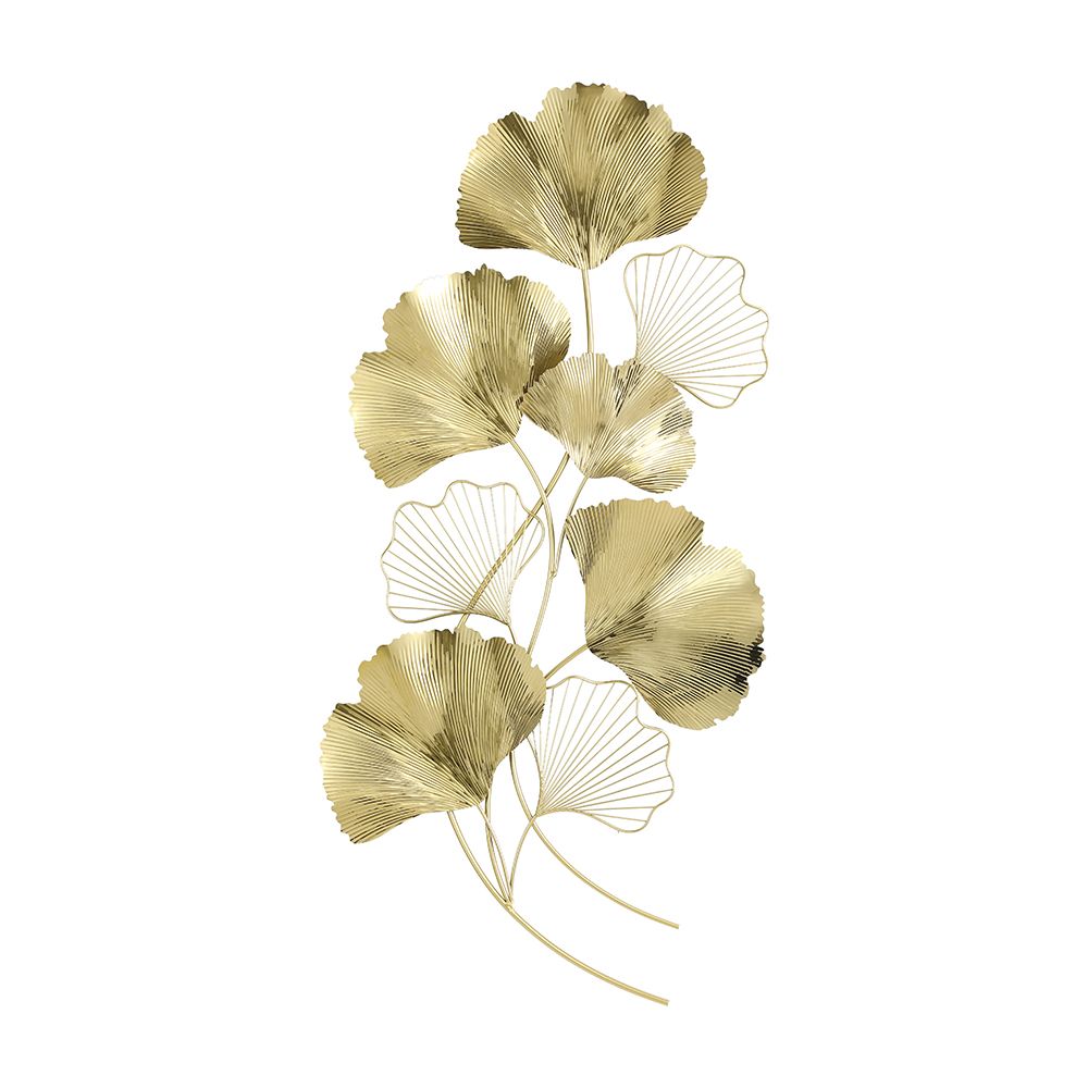 Metal hanging picture with gingko leaf pattern, Model Ginkell - Gold