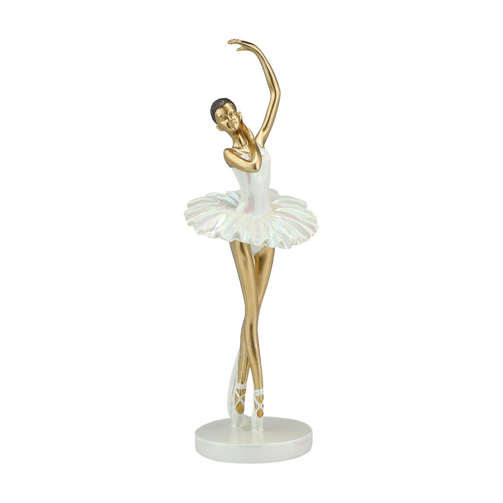 Ballerina statue Model Rillny Size 12 inch - White pearl/gold
