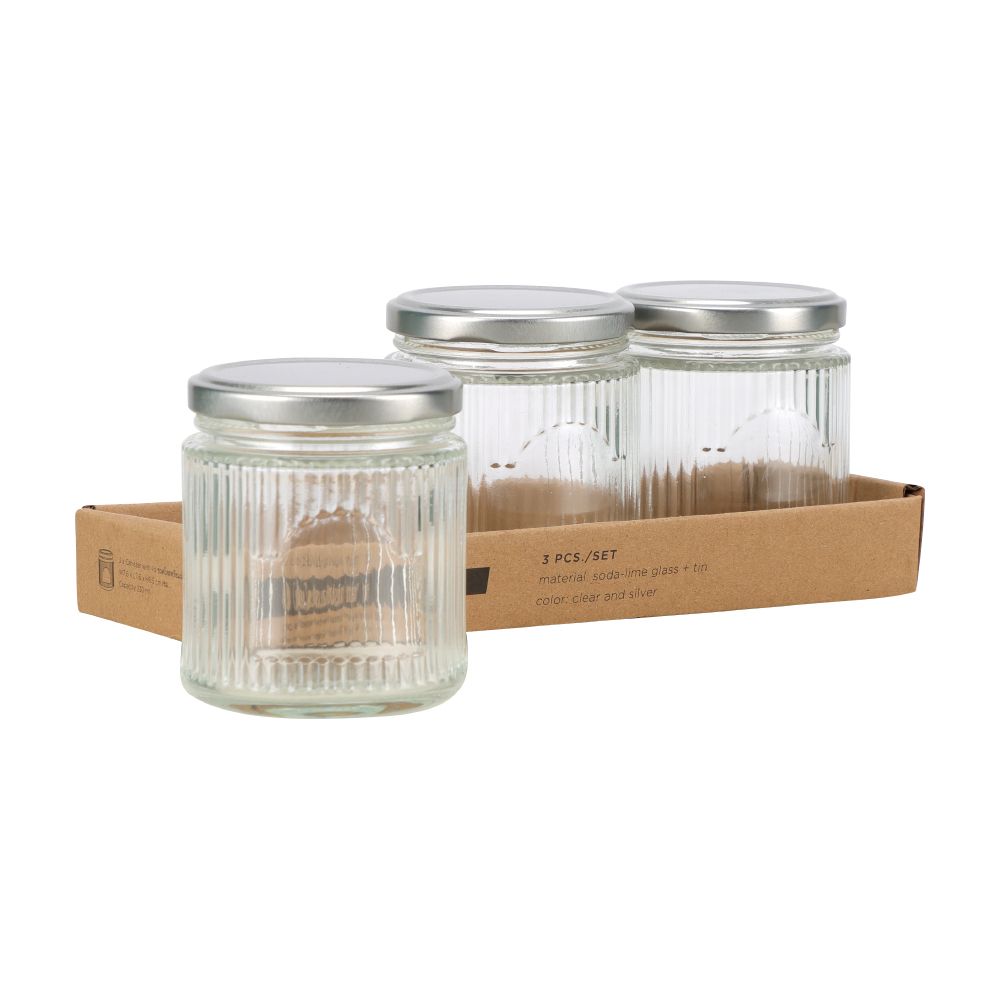 Jar Model K-Clinnay (3 pieces/) - clear/silver