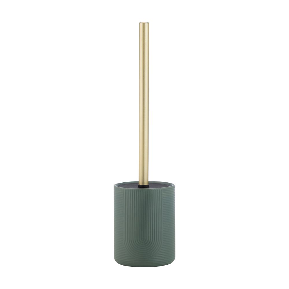 Toilet bowl brush with storage, Model Leon - Green/Gold