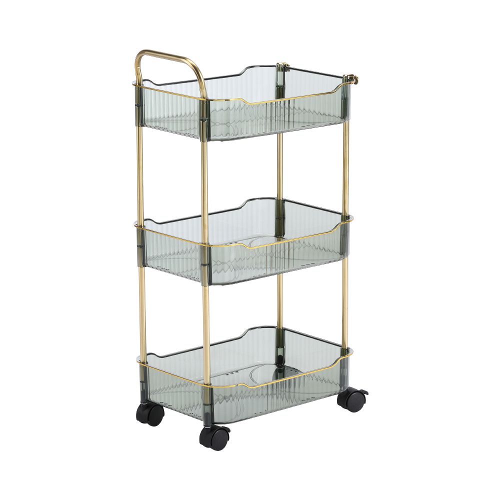 Shelving in Bathroom 3 floors with wheels Model Aurora - Green