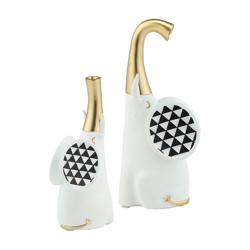 Elephant Statue Model Elena (2 pieces/) - White/Gold