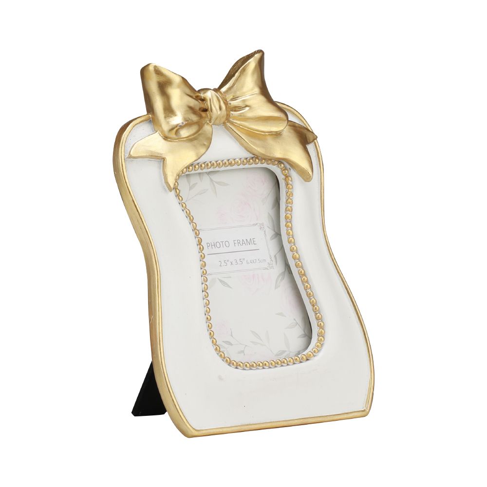 Picture frame Model Bowboly Size 2.5 x 3.5 inch - White/Gold