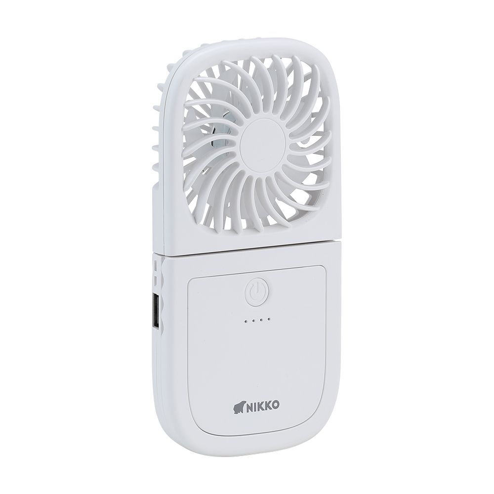 Portable fan with power bank, Model Nikko - White