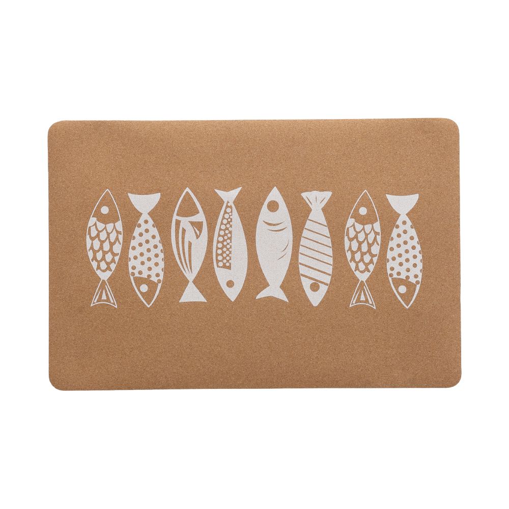Placemat Model Funfish Size 43.5 x 28.5 cm - Natural/White