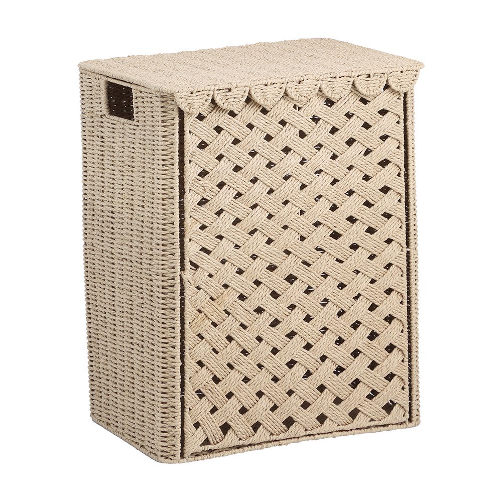 Cloth basket with lid, Model Clinsi, Size 46.9 x 32 x 57.5 cm - Natural