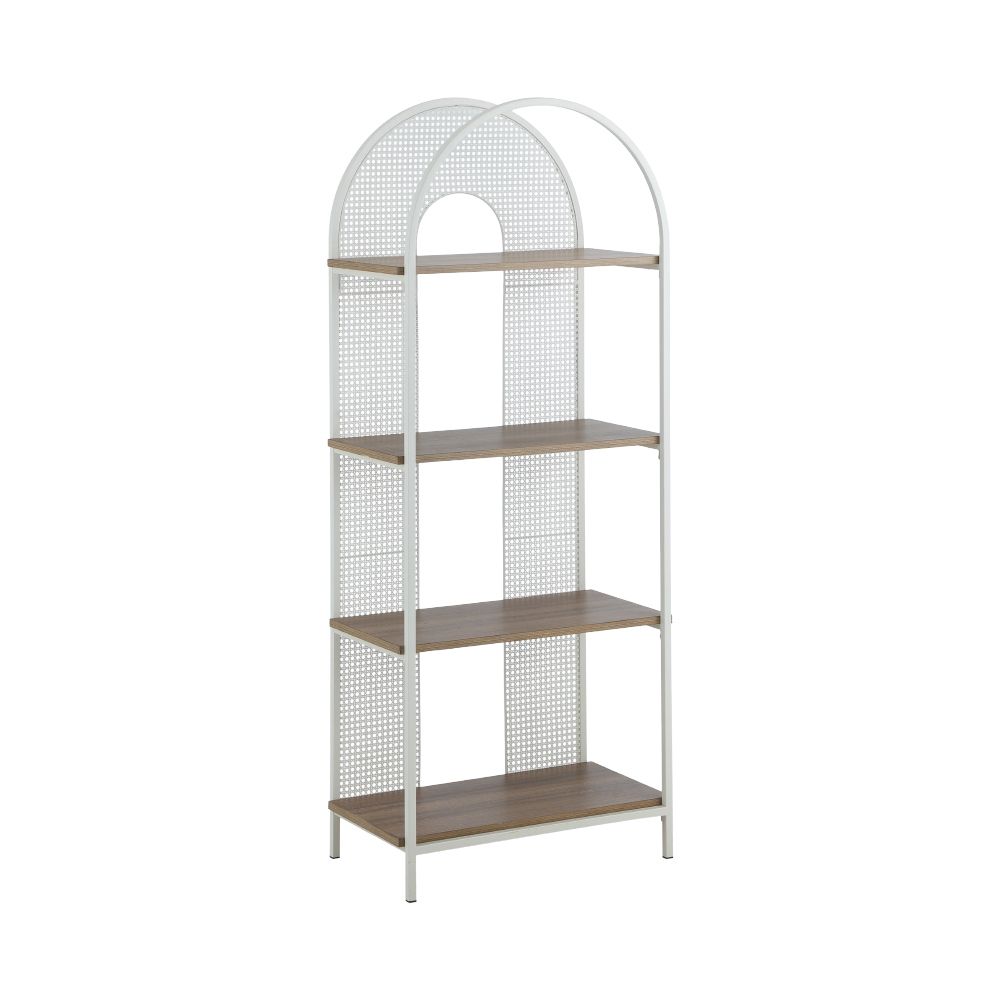 Shelving 4 floors Model Bianca - White/brown dark
