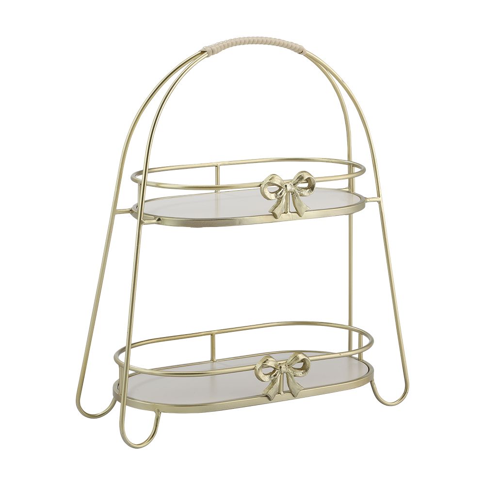 2-layer cosmetics shelf, Model Liora, height 48 cm - Gold/White