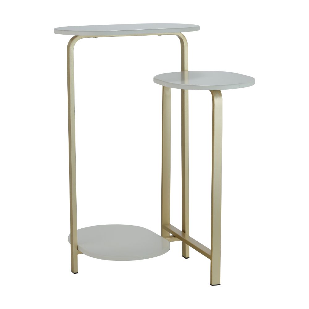 3-tiered plant pot shelf, floor model - White/Gold
