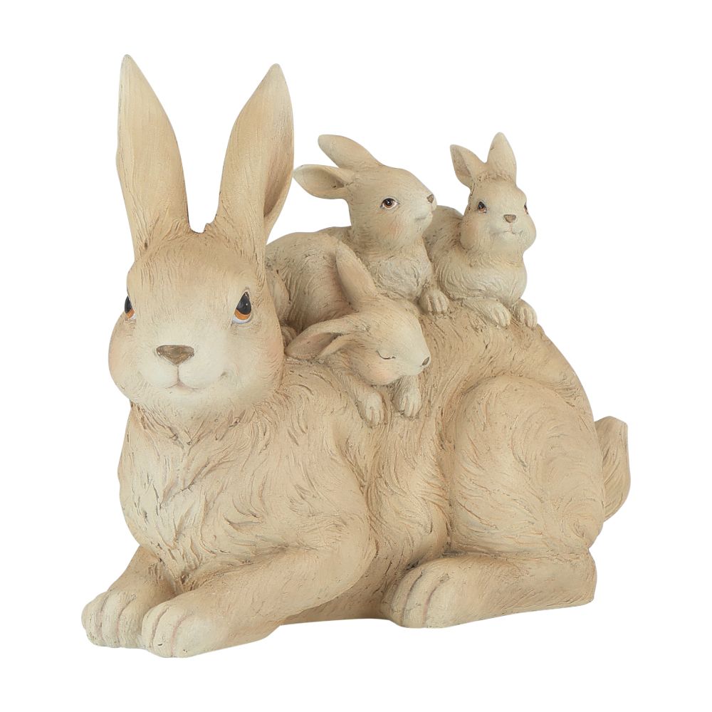 Statue of a mother and child rabbit, Firmy model - Beige