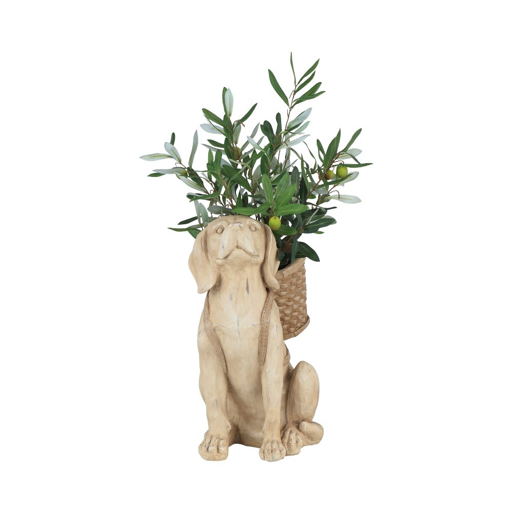 Dog Statue with Olive Tree Model Oliver - Brown/Green