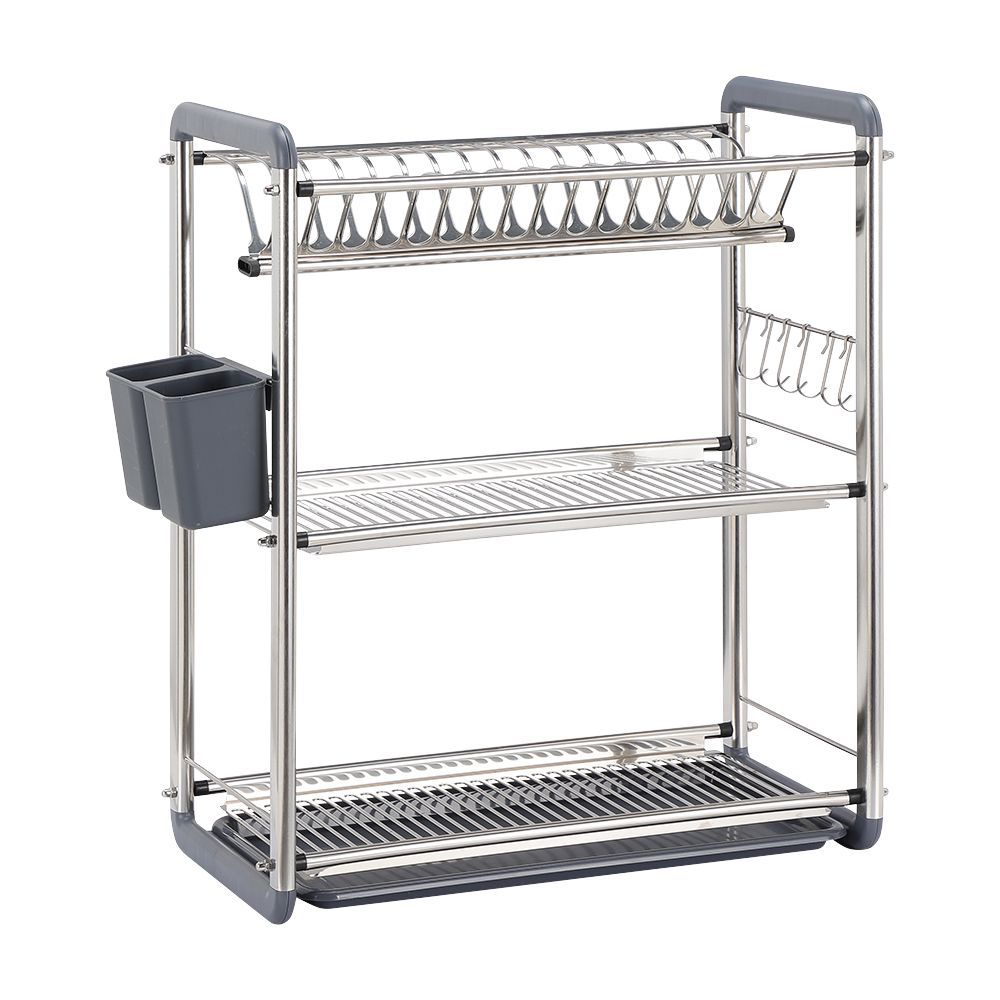 3-tiered dish drainer, Model Dandensia - silver/gray